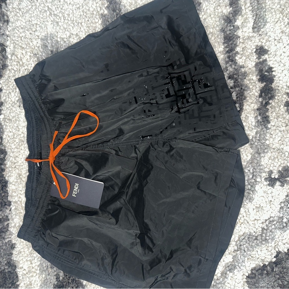 Fendi Black Shorts with Vibrant Orange Accent